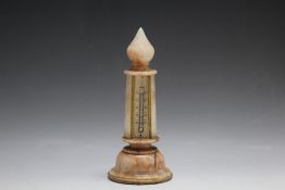 A GILT MOUNTED ALABASTER TABLE TOP THERMOMETER, H 19 cm