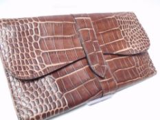 A SMYTHSON OF BOND STREET 'MARA' CROC EFFECT LEATHER JEWELLERY ROLL, W 23 cm, with press stud