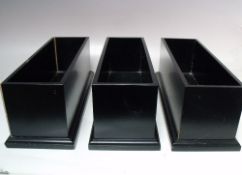 DAVID LINLEY OF LONDON -THREE RECTANGULAR EBONY CONTAINERS, W 36 cm, D 12 cm, H 12 cm (3)Condition