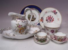A COLLECTION OF DECORATIVE 20TH CENTURY CERAMICS, comprising two cabinet plates, two ornate cups and