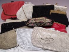 A COLLECTION OF LADIES VINTAGE BAGS, various styles and periods, to include two beaded examples