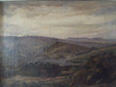 OLIVER HALL (1869-1957). A stormy Lancashire fell scene, see verso, signed lower right, oil on