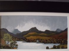 DAVID BARNES (XX-XXI). Welsh school, impressionist stormy mountainous lake scene, signed verso,