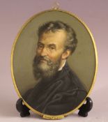 (XIX). Oval head and shoulder portrait study of a bearded gentleman, unsigned, oil on board, framed,