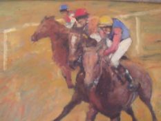 RONALD OLLEY. (XX-XXI). British school, impressionist horse racing scene 'Race to the Finish', see