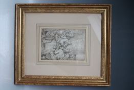 AN EARLY OLD MASTER STYLE DRAWING OF JESUS CHRIST AND HIS DISCIPLES AT A TABLE, unsigned, pen and