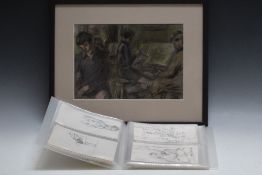 MAURICE FEILD (1905-1988). Classroom interior with students painting, unsigned, pastel on paper,