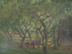 BERNARD WHITE. A pair of farm scene with buildings and chickens, one signed and dated 1919 lower