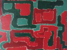 J.H. (XX). Abstract composition, signed with initials lower left, oil on canvas, framed, 48 x 58 cm