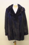 A LADIES VINTAGE RICH MAHOGANY BROWN MINK FUR JACKET, fully lined, side packets and hook