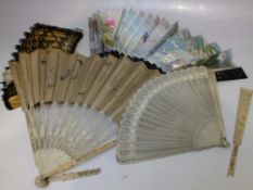 A SMALL SELECTION OF VINTAGE FANS FOR RESTORATION, to include a brise example and two folding fans