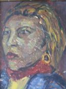 CIRCLE OF FRANK AUERBACH (b.1931). Impressionist head and shoulder portrait study of a woman,