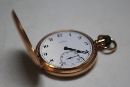 ROLEX - A 9 CARAT GOLD FULL HUNTER MANUAL WIND POCKET WATCH, Dia 5 cmCondition Report:working