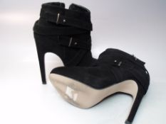 A BOXED PAIR OF CARVELA KURT GEIGER BLACK SUEDE BOOTS, EU size 40, together with a pair of Carvela