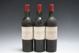 THREE BOTTLES OF CHATEAU HAUT BAILLY 1970 GRAVES GRAND CRU CLASSE, two top shoulder, one in