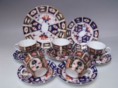 A COLLECTION OF ROYAL CROWN DERBY TEAWARE, various dates and patterns, comprising five cups, five