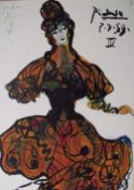 CIRCLE OF PABLO RUIZ PICASSO (1881-1973). Modernist study of a woman in Spanish dress, bears