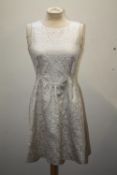 A RED VALENTINO VINTAGE STYLE DRESS, cream ground with lurex detailing, lined to bodice, EU size