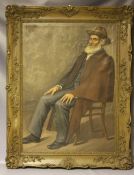 GEORGES PETIT (1879-1959). Portrait study of a seated bearded gentleman wearing a hat, signed