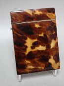 A MID 19TH CENTURY CARD CASE, with push button opening the hinged lid, ivory banding, 10.5 x 7.3 cm