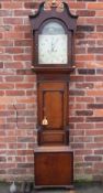 A 19TH CENTURY OAK AND MAHOGANY LONGCASE CLOCK WITH 8-DAY MOVEMENT BY BIRLEY - BIRMINGHAM, the