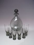 PER LUTKEN FOR HOLMEGAARD 'DANICA' GLASS DECANTER, having double pouring lip, complete with stopper,