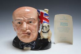 ROYAL DOULTON CHARACTER JUG - WINSTON CHURCHILL D6907, 1992 character jug of the year with