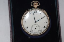 ROLEX - A 9CT GOLD OPEN FACED MANUAL WIND POCKET WATCH, Dia 4.5 cm