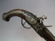 A LATE 18TH / EARLY 19TH CONTINENTAL FLINTLOCK PISTOL, possible Spanish / Portuguese, with inlaid