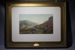 JAMES JACKSON CURNOCK (1839-1891). Mountainous landscape with sheep 'Road at Pentre -Du, Bettwys -