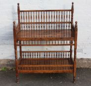 AN UNUSUAL ANTIQUE OAK BUFFET WITH TURNED SPINDLE DECORATION, of two tier construction with turned