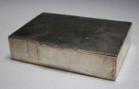 A CONTINENTAL SILVER CIGARETTE BOX, stamped 875, approx weight 375g, W 16 cm