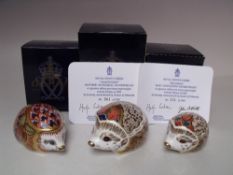 TWO ROYAL CROWN DERBY LIMITED EDITION 'HEDGEHOG' PAPERWEIGHTS, comprising 'Hawthorn' and '