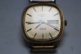 A ROTARY 25 JEWEL AUTOMATIC DAY DATE WRIST WATCH, W 3.5 cm