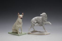 TWO ROYAL WORCESTER DOG FIGURES CONSISTING OF A BULL TERRIER BY DORIS LINDNOR, and a Borzoi by