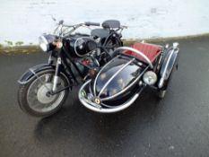 A 1959 BMW R60 HISTORIC MOTORCYCLE WITH STEIB SIDECAR AND HARD CASED PANNIERS 'MFF 730', having
