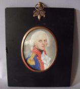 (XIX-XX). An oval portrait miniature on ivory of a military gentleman, unsigned, framed and