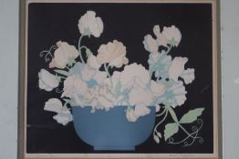 JOHN HALL THORPE (1874-1947). Still life study of flowers in a bowl, 'Sweet Peas', signed in