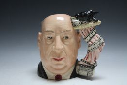 ROYAL DOULTON CHARACTER JUG - ALFRED HITCHCOCK D6987 - PINK CURTAIN EXAMPLE, H 17 cmCondition