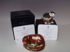 A ROYAL CROWN DERBY LIMITED EDITION 'RIVERBANK BEAVER' PAPERWEIGHT, number 166 / 5000, gold stopper,