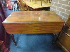 A 19TH CENTURY MAHOGANY PEMBROKE TABLE A/F - MARKS TO THE TOP