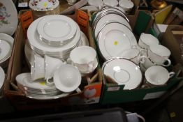 TWO SMALL TRAYS OF SILVER RIMMED WEDGWOOD CHINA TO INCLUDE CARLYN EXAMPLES