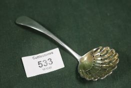 A HALLMARKED SILVER SIFTER SPOON