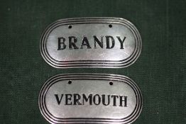 TWO HALLMARKED SILVER DECANTER LABELS
