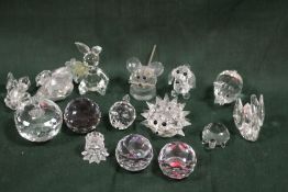 A COLLECTION OF SWAROVSKI CRYSTAL AND OTHER GLASS ANIMAL FIGURES ETC.