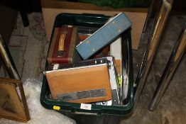 A BOX OF VINTAGE RADIOS ETC.