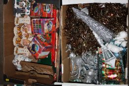 FIVE BOXES OF CHRISTMAS DECORATIONS