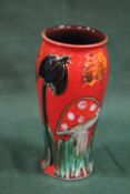 A SIGNED ANITA HARRIS ART POTTERY MUSHROOM PATTERN VASE