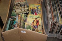A BOX OF VINTAGE CHILDRENS BOOKS TO INCLUDE STEVENSON EXAMPLES