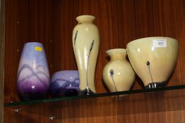 A COLLECTION OF CAITHNESS GLASS VASES (5)